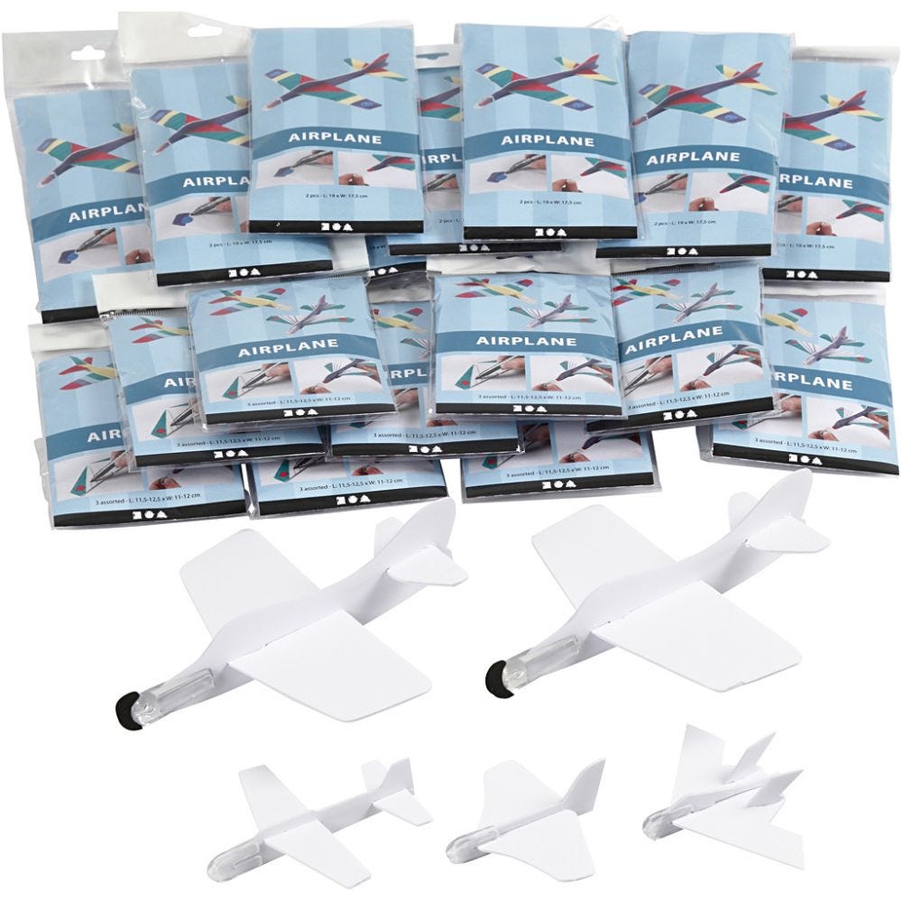 Flyvemaskiner, L: 11,5-19 cm, B: 11-17,5 cm, hvid, 50 stk./ 1 pk.