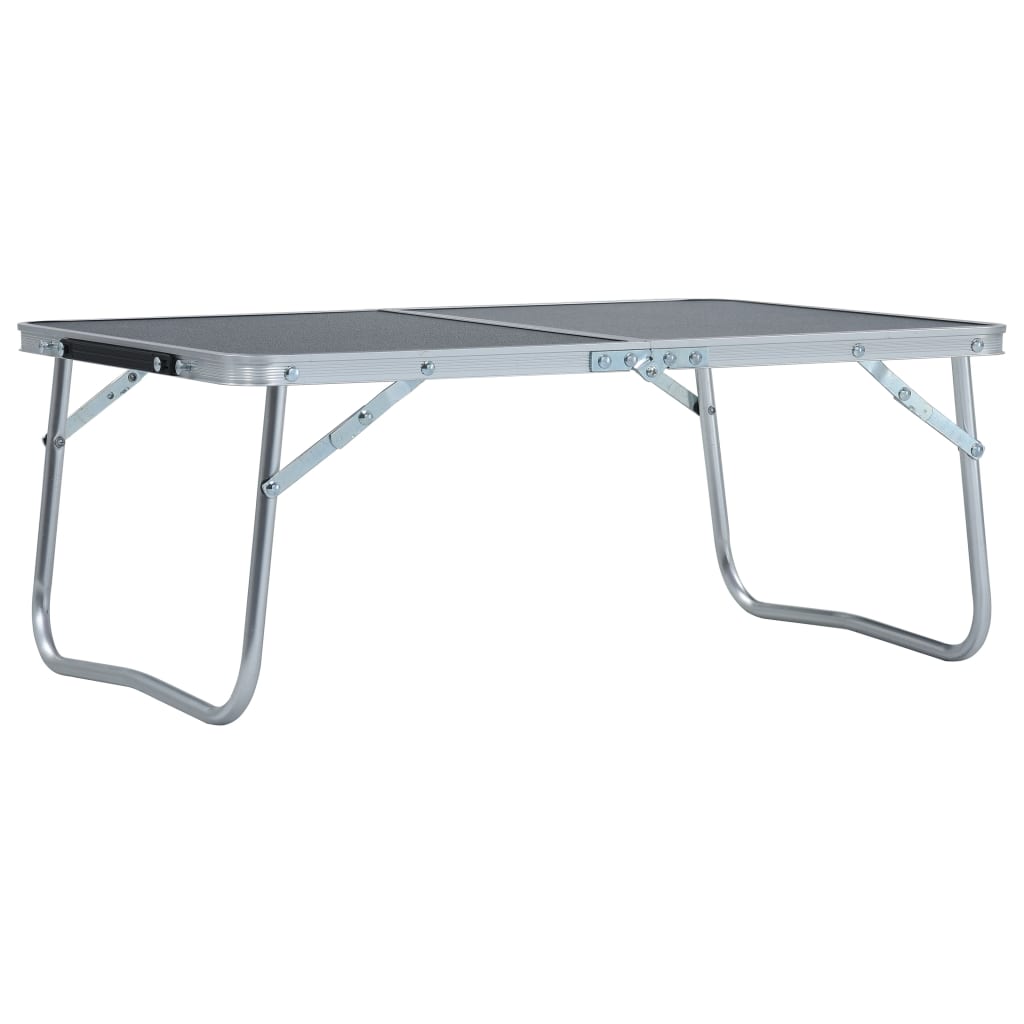 foldbart campingbord 60 x 40 cm aluminium grå
