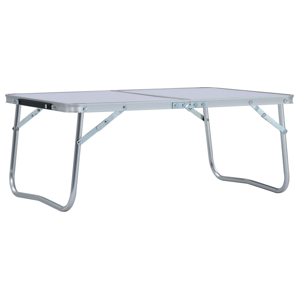 foldbart campingbord 60 x 40 cm aluminium hvid