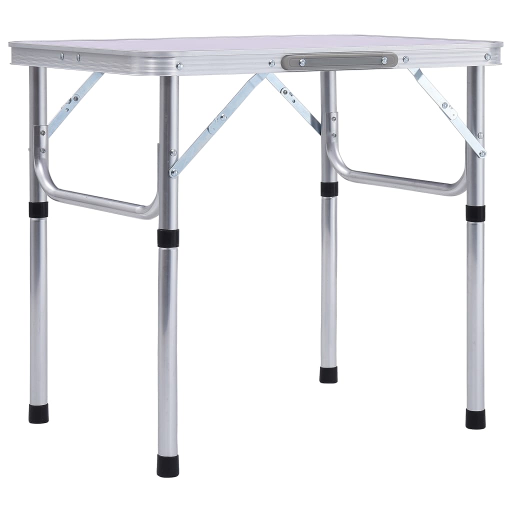 foldbart campingbord 60 x 45 cm aluminium hvid