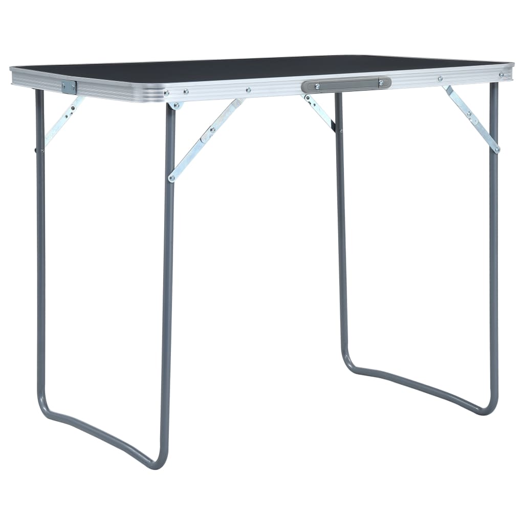 foldbart campingbord med metalstel 80 x 60 cm grå