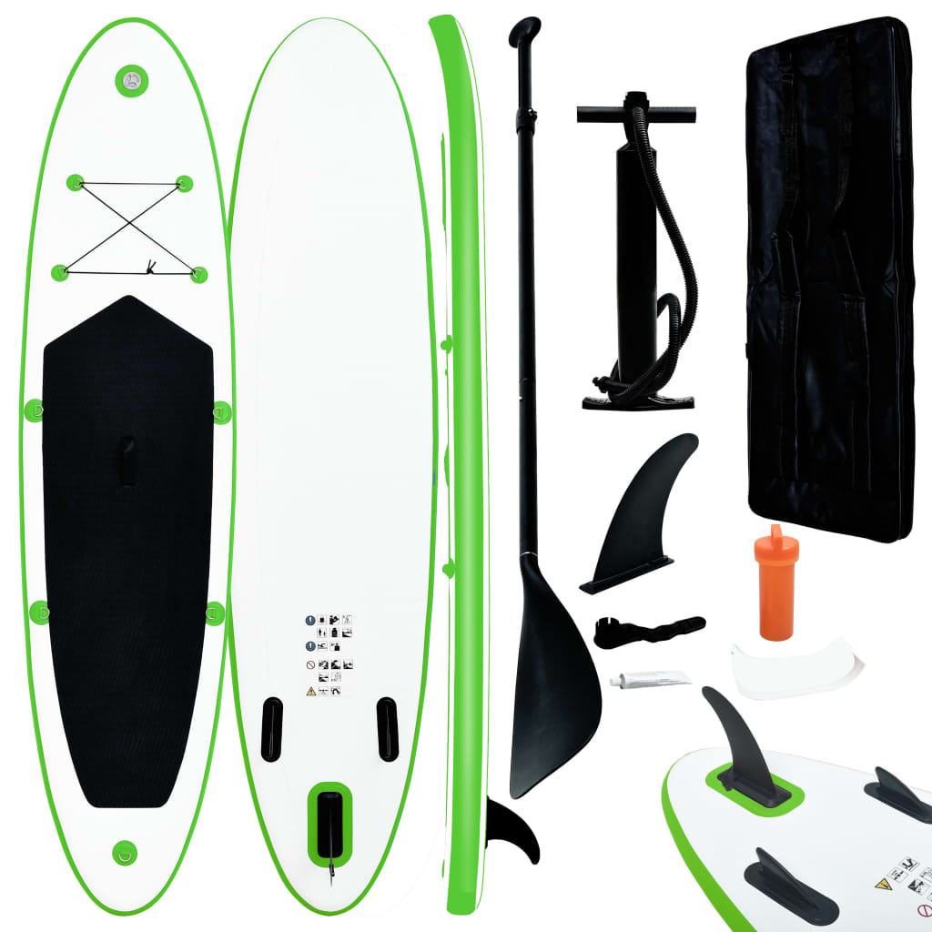 oppusteligt paddleboard grøn og hvid