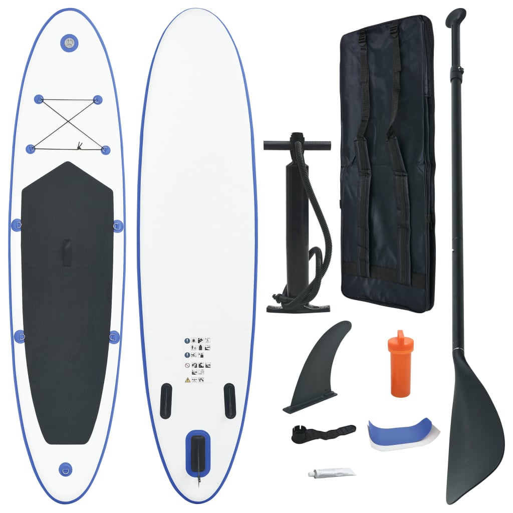 paddleboardsæt SUP oppusteligt blå og hvid