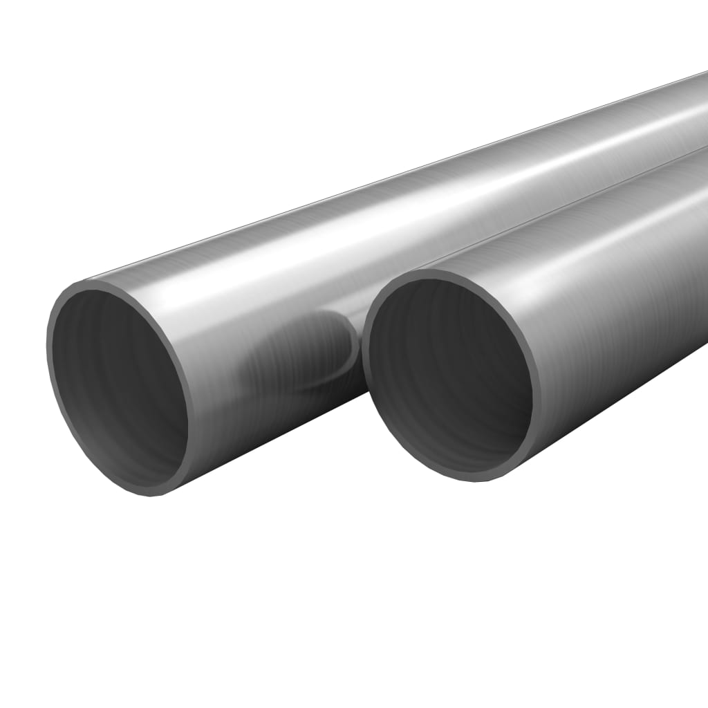 rustfrie stålrør 2 stk. rund V2A 2 m Ø 42 x 1,8 mm